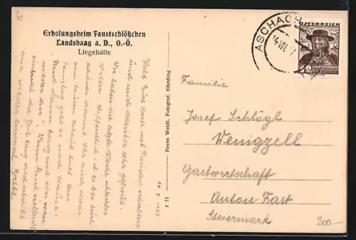 AK Feldkirchen an der Donau, Landshaag, Erholungsheim Faustschlösschen, Liegehalle