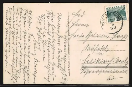 AK Ostermiething /O.-Oe., Teilansicht mit Kirche, Fliegeraufnahme