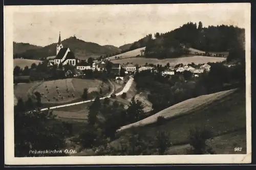 AK Pabneukirchen /O. Oe., Ortsansicht mit Kirche