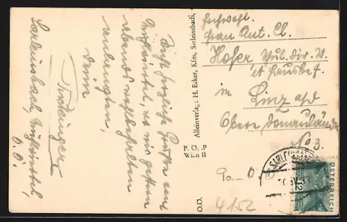 AK Sarleinsbach, Ortsansicht mit Kirche und Blick ins Land