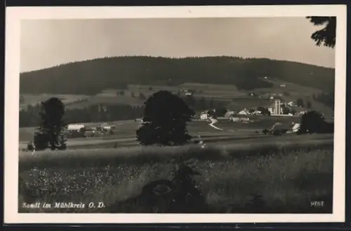 AK Sandl im Mühlkreis, Ortspartie mit Kirche