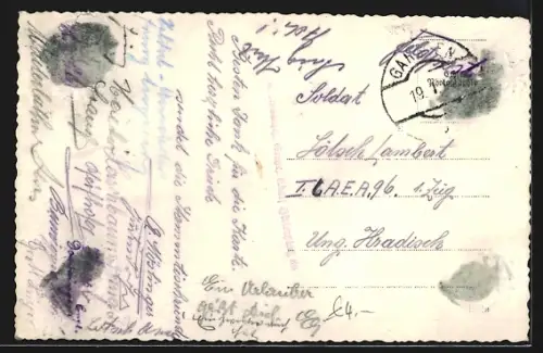 AK Garsten /O. Ö., Strassenpartie mit Kirche