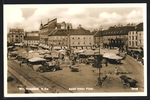 AK Wiener Neustadt /N.-Do.,  Platz mit Markt