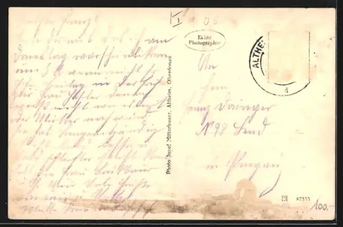 AK Altheim /Oberdonau, Ortsansicht mit Brücke, Gebäude mit en