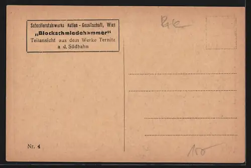 Künstler-AK Ternitz, Fabrikarbeiter in der Blockhammerschmiede, Werk Ternitz