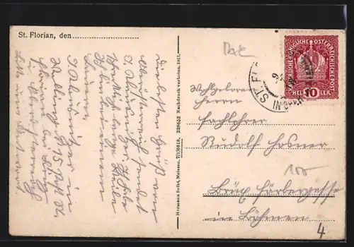 AK St. Florian, Ortsansicht mit Stift