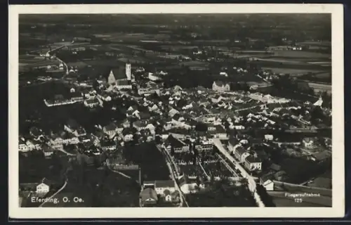 AK Eferding, Ortsansicht vom Flugzeug aus