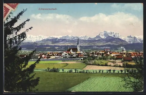 AK Schwanenstadt, Totalansicht des Ortes