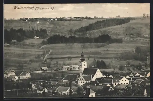AK Bad Waltersdorf /Steiermark, Ortsansicht mit Kirche