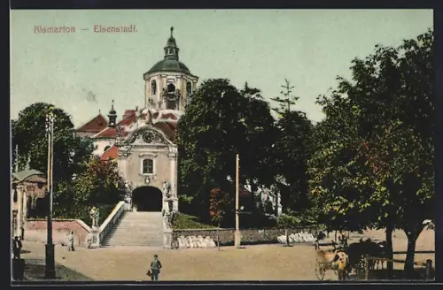 AK Eisenstadt, Kirche mit Vorplatz