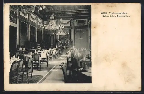 AK Wien, Reichsratsgebäude, Reichsrätliche Restauration, Innenansicht