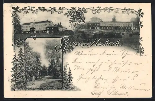 AK Aschach, Schloss Harrach, Schlosspark