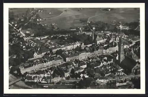 AK Braunau, Fliegeraufnahme des Ortes