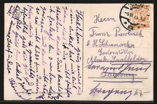 AK Deutscher Schulverein Nr. 816: Enns, Gesamtansicht mit Kirche, Angler am Ufer