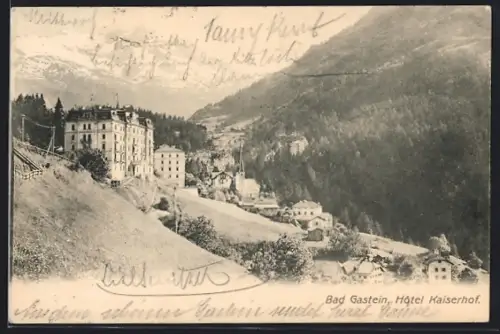 AK Bad Gastein, Blick zum Hotel Kaiserhof