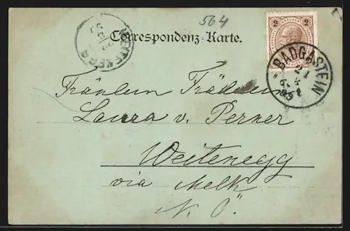 AK Bad Gastein, Teilansicht mit Kirche u. Wasserfall aus der Vogelschau