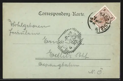 Mondschein-AK Bad Gastein, Teilansicht mit Bergpanorama u. Wasserfall