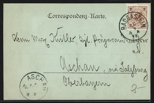 Mondschein-AK Bad Gastein, Teilansicht mit Bergpanorama u. Wasserfall aus der Vogelschau