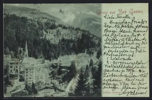 AK Bad Gastein, Teilansicht mit Kirche und Bergen