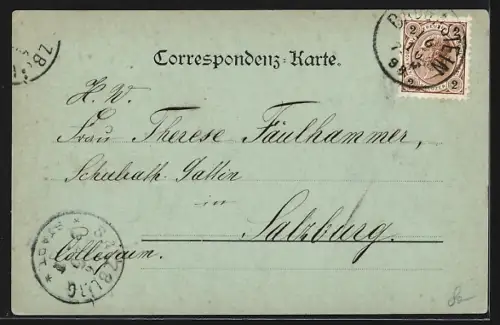 Mondschein-AK Bad Gastein, Ortsansicht mit Tal und Bergen aus der Vogelschau
