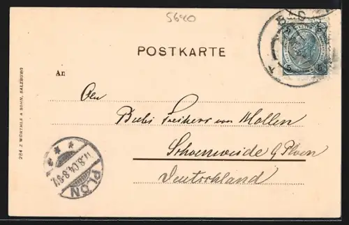 AK Bad Gastein, Ortsansicht und Wasserfall