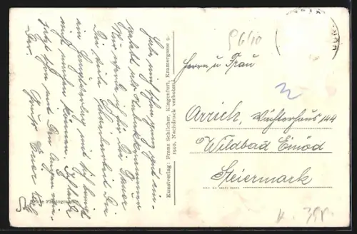 AK Kötschach-Mauthen, Laas, Ortspartie mit Kirche aus der Vogelschau