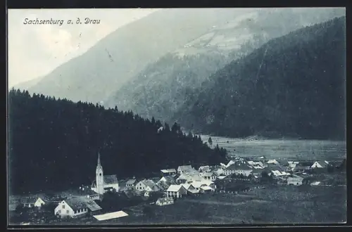 AK Sachsenburg a. d. Drau, Gesamtansicht am Bergfuss