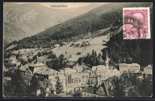 AK Bad Gastein, Ortsansicht aus der Vogelschau