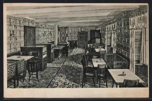 Künstler-AK Hofgastein, Thermalbad, Gasthof u. Cafe Austria F. Zeiger, Innenansicht
