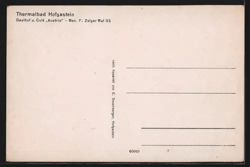 Künstler-AK Hofgastein, Thermalbad, Gasthof u. Cafe Austria F. Zeiger, Innenansicht