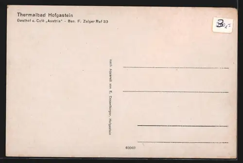 Künstler-AK Hofgastein, Thermalbad, Gasthof u. Cafe Austria F. Zeiger, Innenansicht