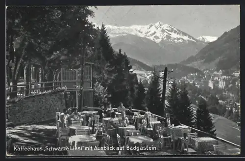 AK Badgastein, Café Schwarze Liesl mit Ausblick