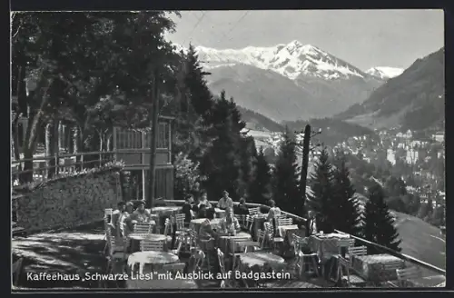 AK Badgastein, Café Schwarze Liesl mit Ausblick