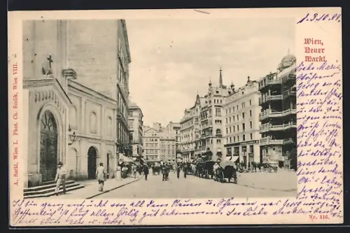AK Wien, Neuer Markt mit Kutschen