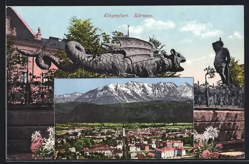 AK Klagenfurt, Gesamtansicht u. Steindrache