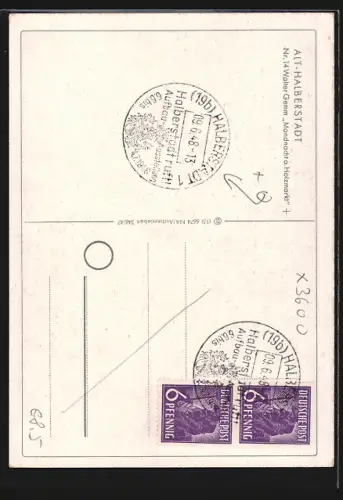 Künstler-AK Halberstadt, Mondnacht a. Holzmarkt