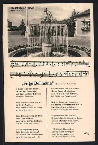 AK Brandenburg /Havel, Am Beetzsee, Lied Fritze Bollmann