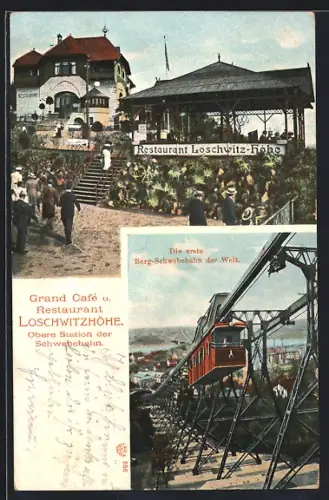 AK Dresden-Loschwitz, Restaurant Loschwitzhöhe, Berg-Schwebebahn