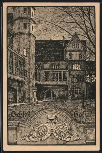 Künstler-AK Köthen / Anhalt, Blick in den Schlosshof