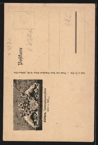 Künstler-AK Köthen / Anhalt, Blick in den Schlosshof