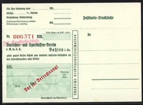 AK Dahlen i. Sa., Darlehns- u.Sparkassen-Verein, Checkkarte