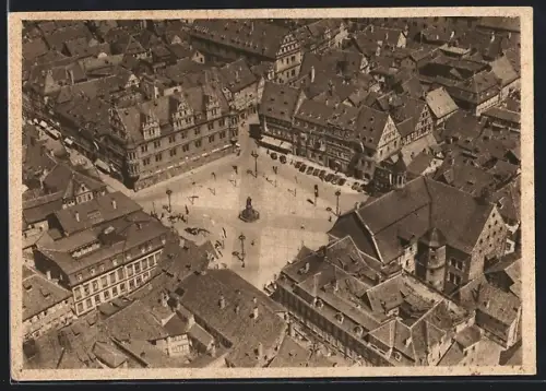 AK Coburg, Marktplatz aus der Vogelschau