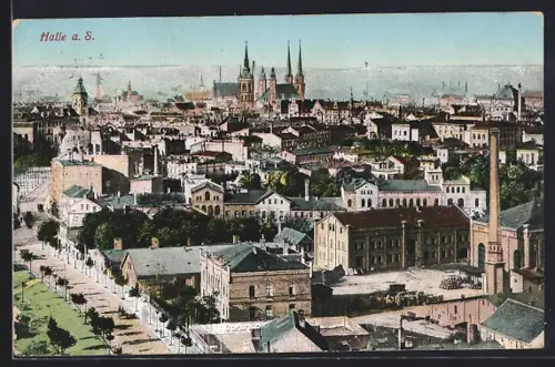 AK Halle a. S., Ortsansicht mit Strassenpartie