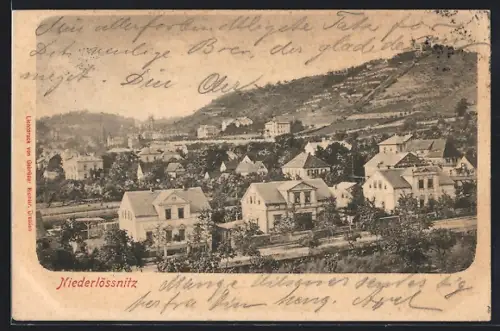 AK Niederlössnitz, Ortsansicht mit Bergen
