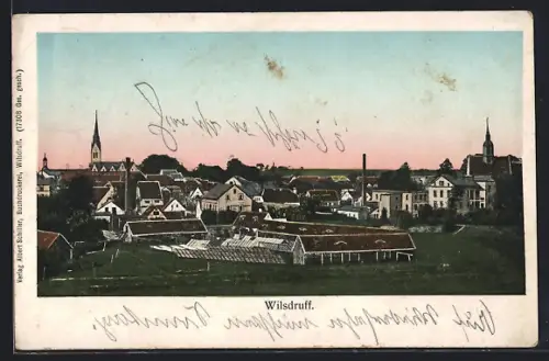 AK Wilsdruff, Ortsansicht mit Kirche