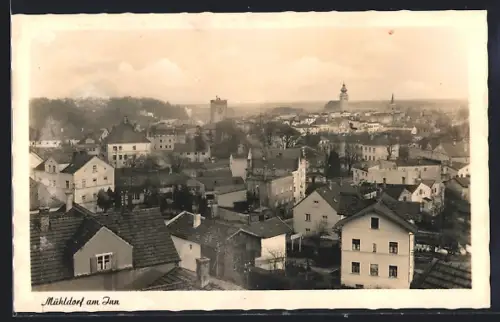 AK Mühldorf am Inn, Stadtansicht mit Kirche und Stadtturm