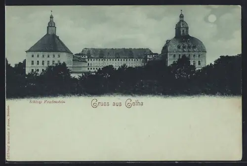 Mondschein-AK Gotha, Schloss Friedenstein