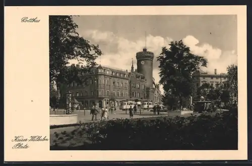 AK Cottbus, Kaiser-Wilhelm-Platz, Strassenbahn