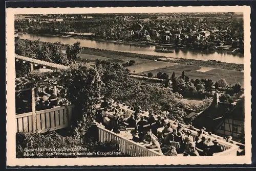 AK Dresden-Loschwitzhöhe, Blick von den Terrassen nach dem Erzgebirge