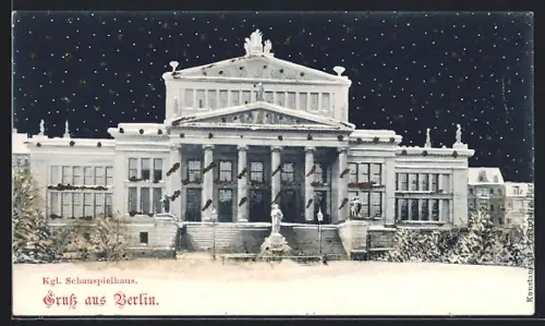 AK Berlin, Kgl. Schauspielhaus mit Nachthimmel, Gendarmenmarkt